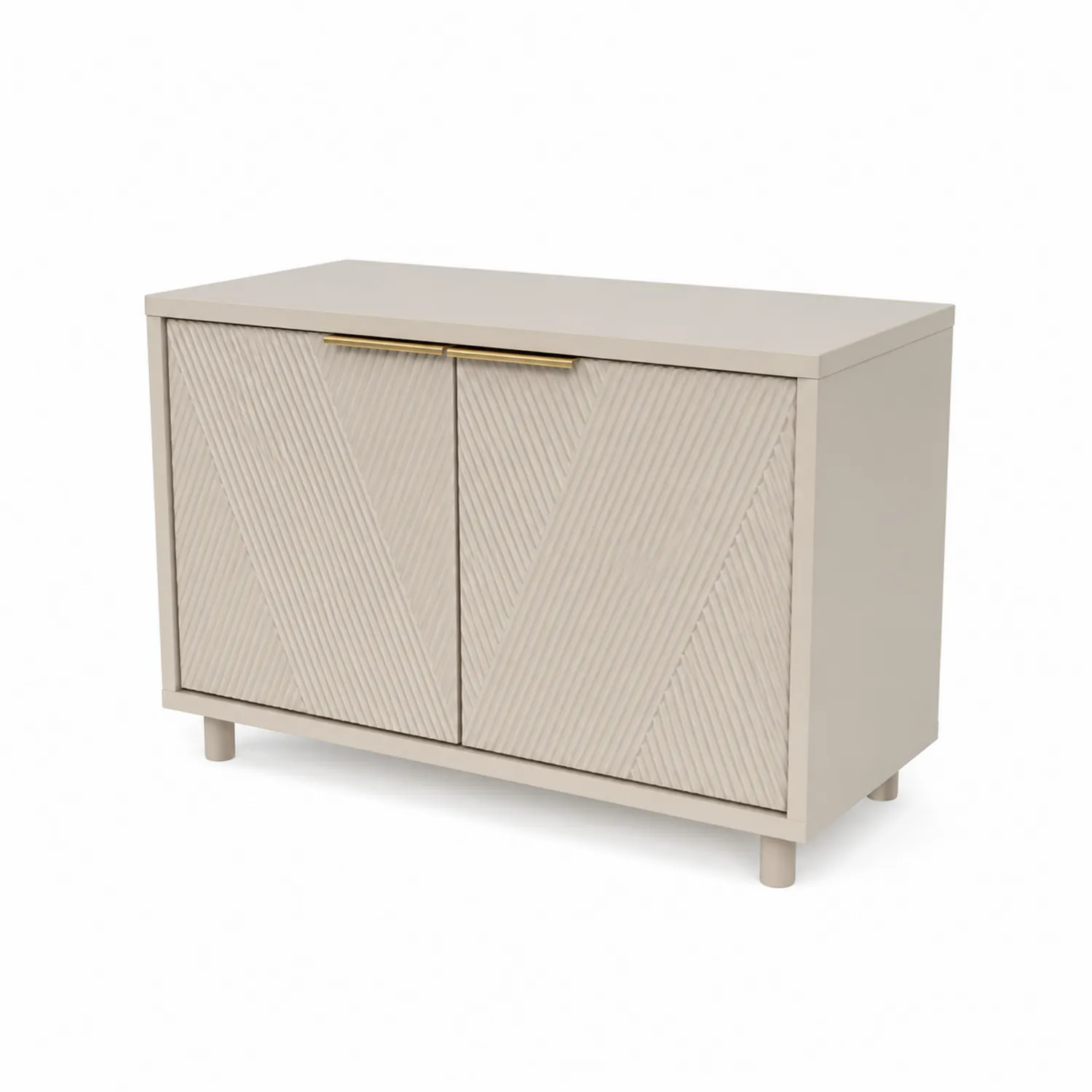 Sideboard mit 2 Türen aus MDF und Metallgriffen Beige 120x40x75 cm