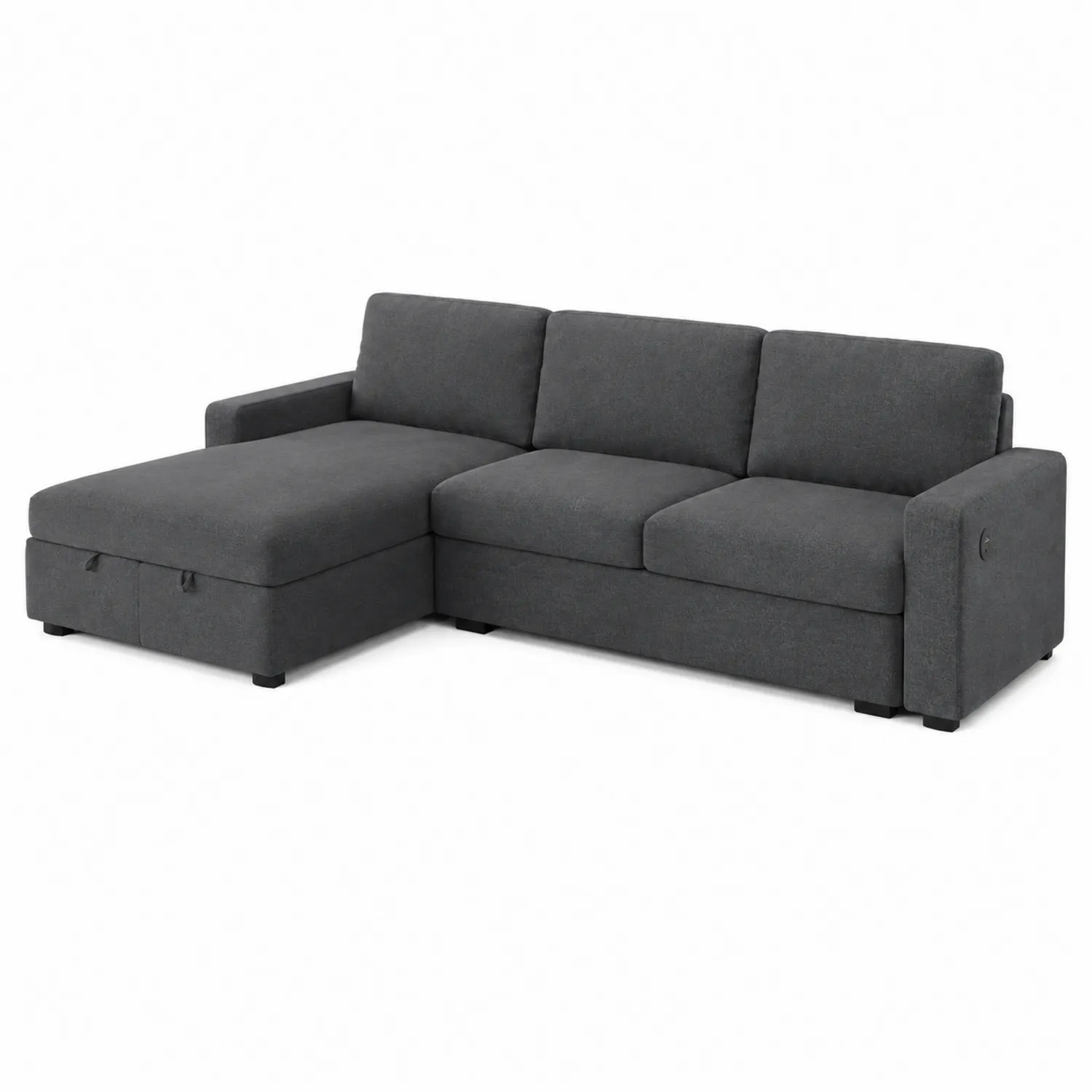 Ecksofa Stoff Dunkelgrau mit Stauraum 250x160 cm