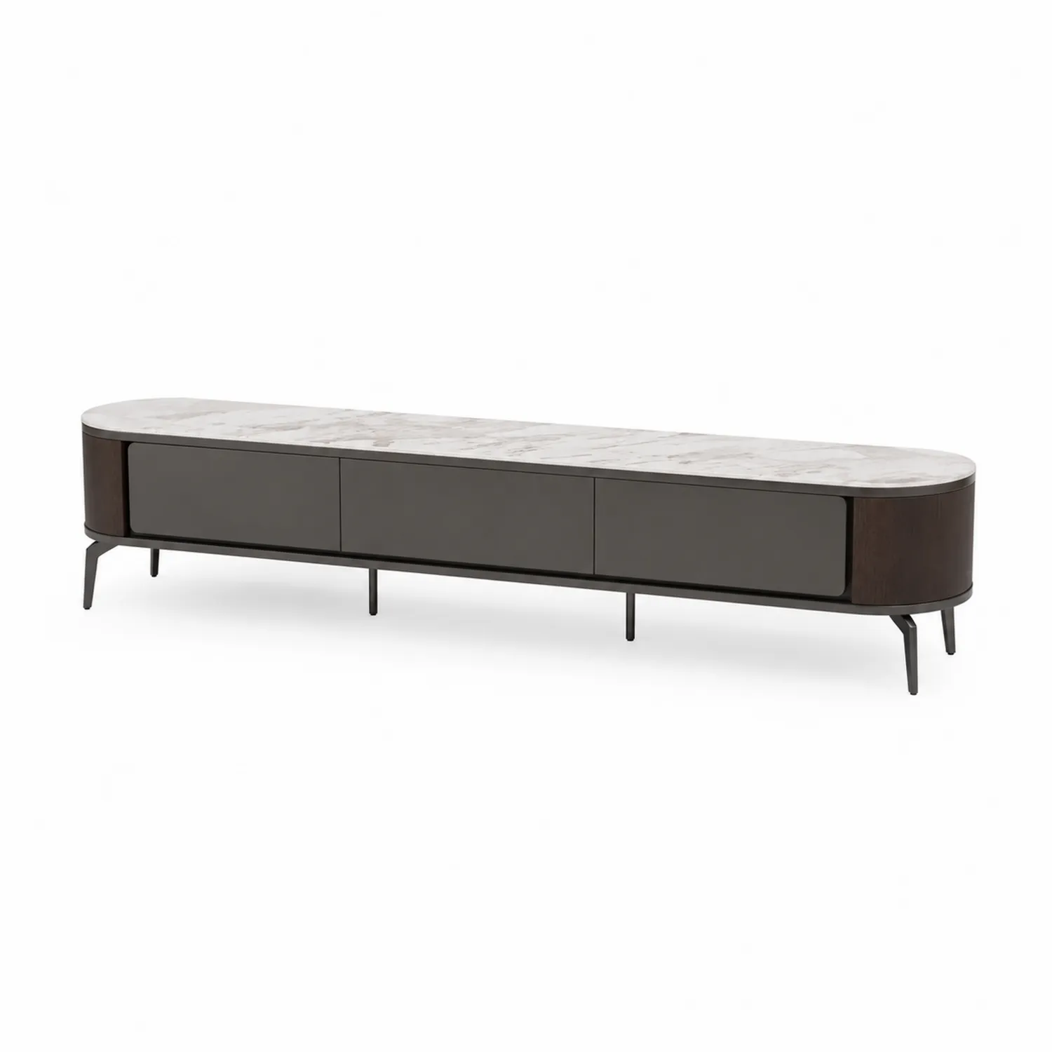 TV-Schrank mit Marmoroberfläche Oval Holz 200cm