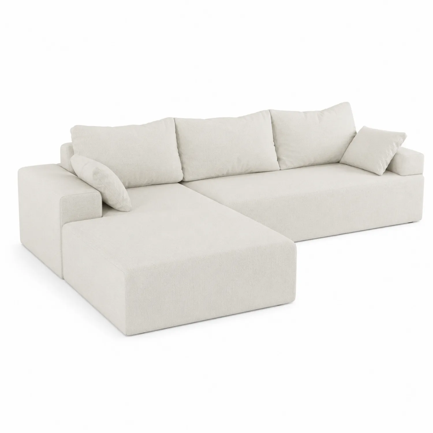 Ecksofa Leinen Beige mit Schaumpolsterung