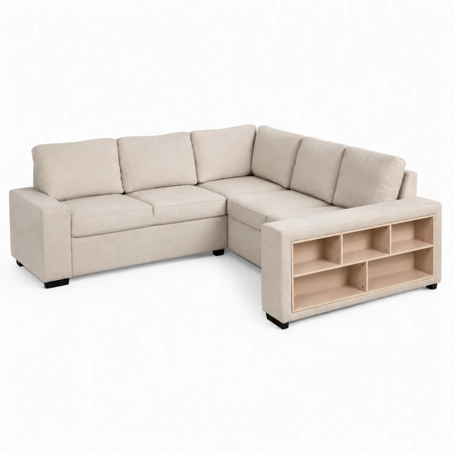 Ecksofa aus Polyester Beige mit Stauraum