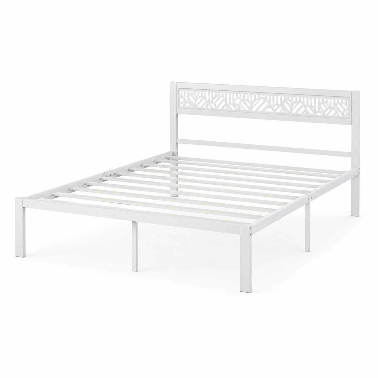 Metallbett mit Kopfteildekor Weiß 200x160 cm