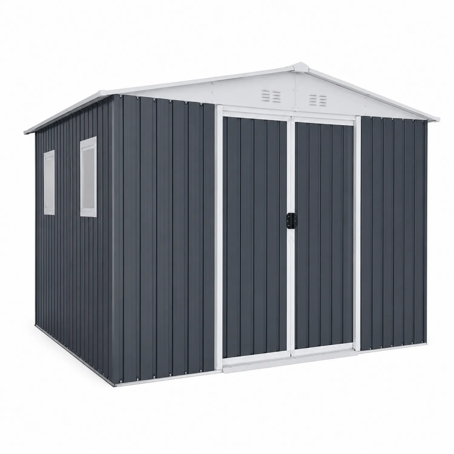 Gartenhaus aus Metall Dunkelgrau 210 x 130 x 185 cm