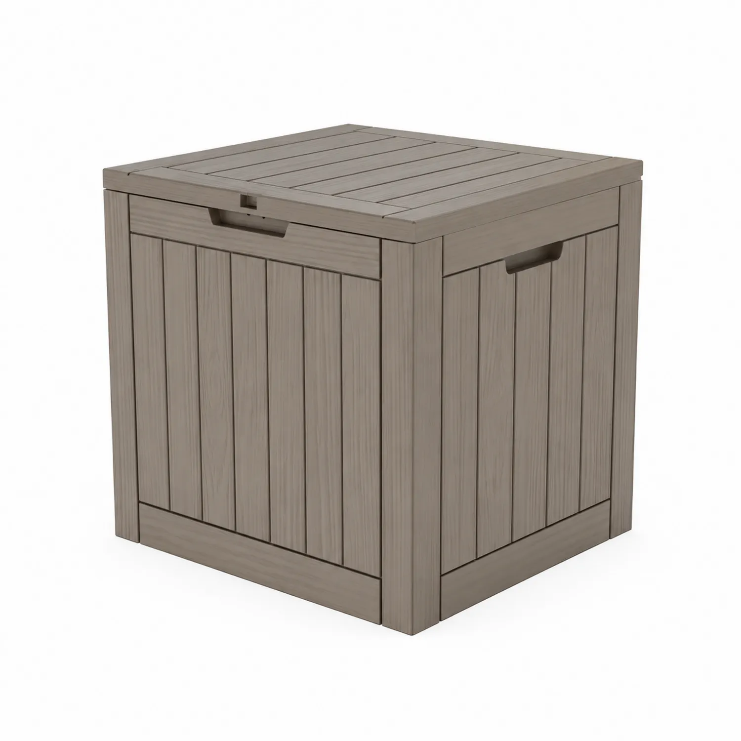 Aufbewahrungsbox Kunststoff Holzoptik 55x55x55 cm Grau