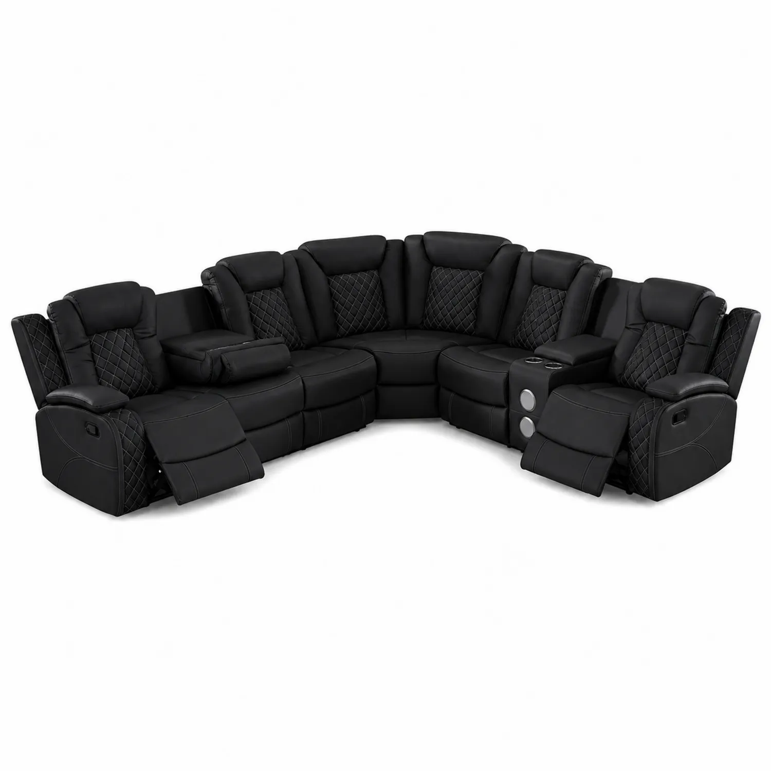 Eckmodulares Sofa Set Schwarz Kunstleder