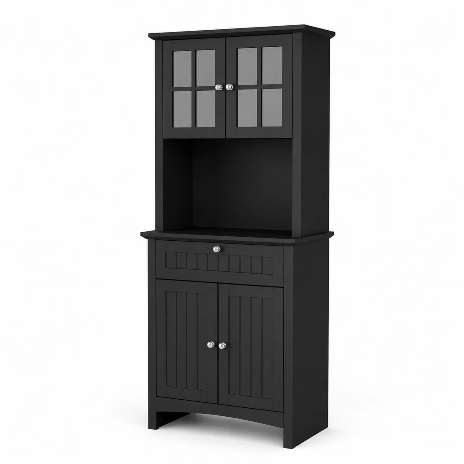 Küchenschrank Schwarz MDF und Gehärtetes Glas 80 cm