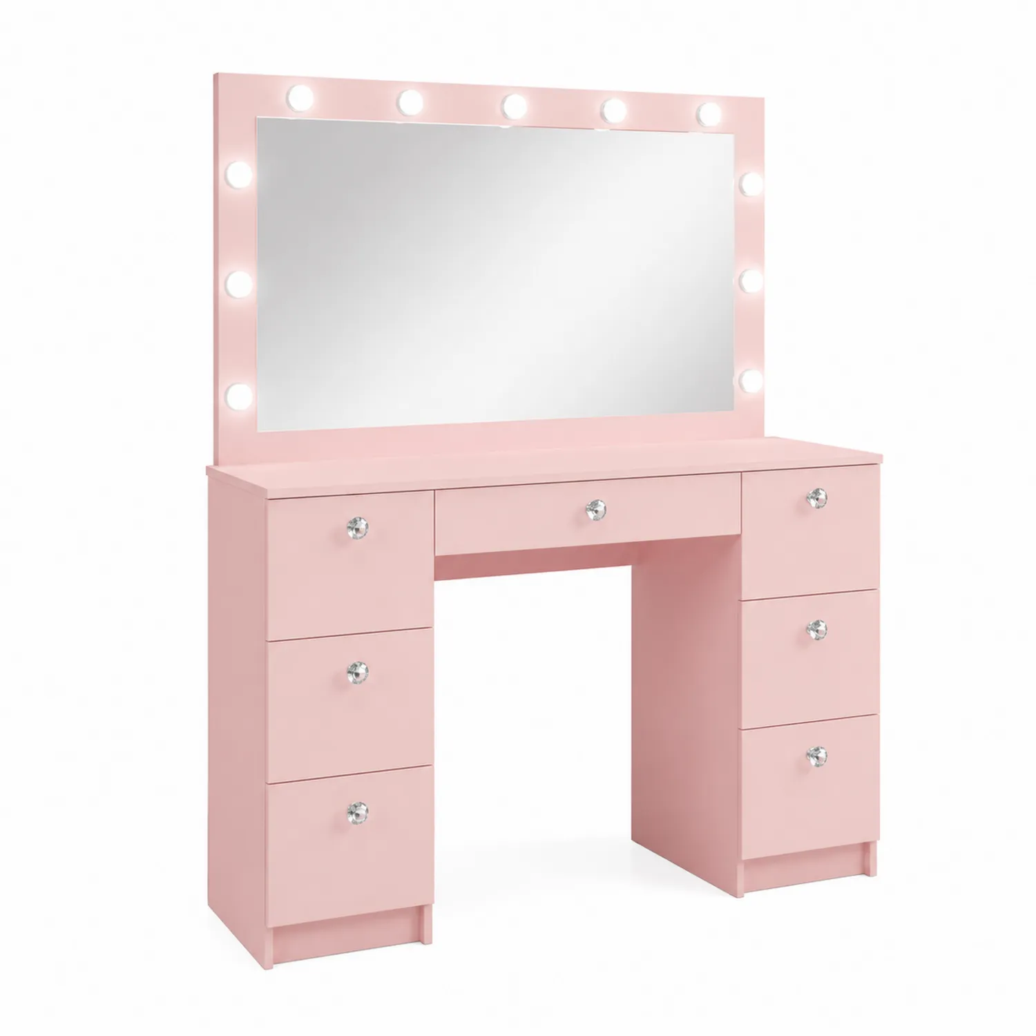 Schminktisch Rosa mit Spiegel und LED-Beleuchtung MDF