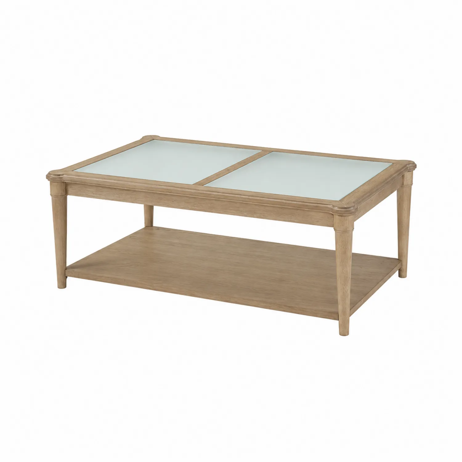 Holz-Couchtisch mit Glasplatte, Natur, 120 x 60 cm