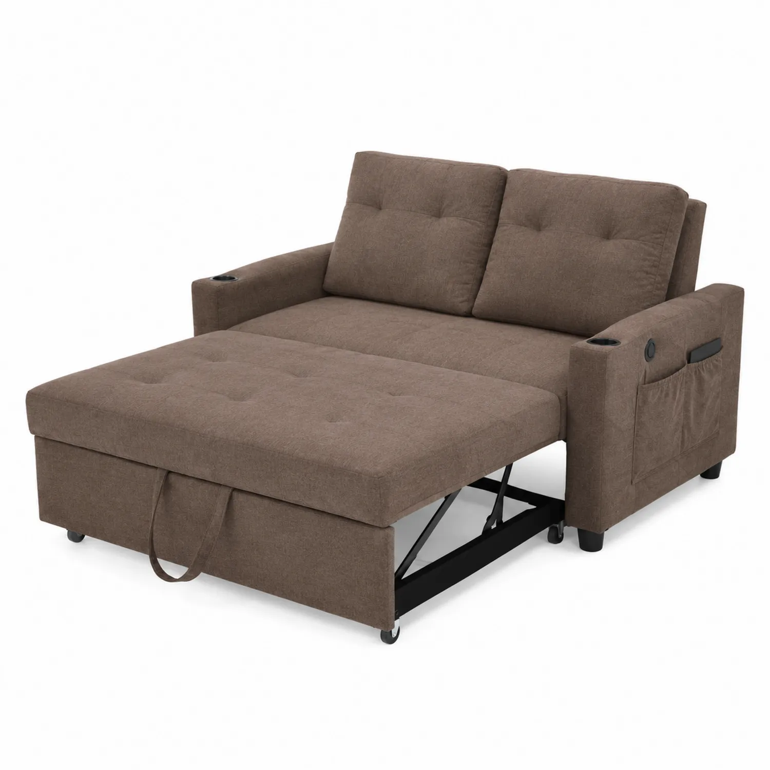 Schlafsofa Braun Textil 200x140 cm