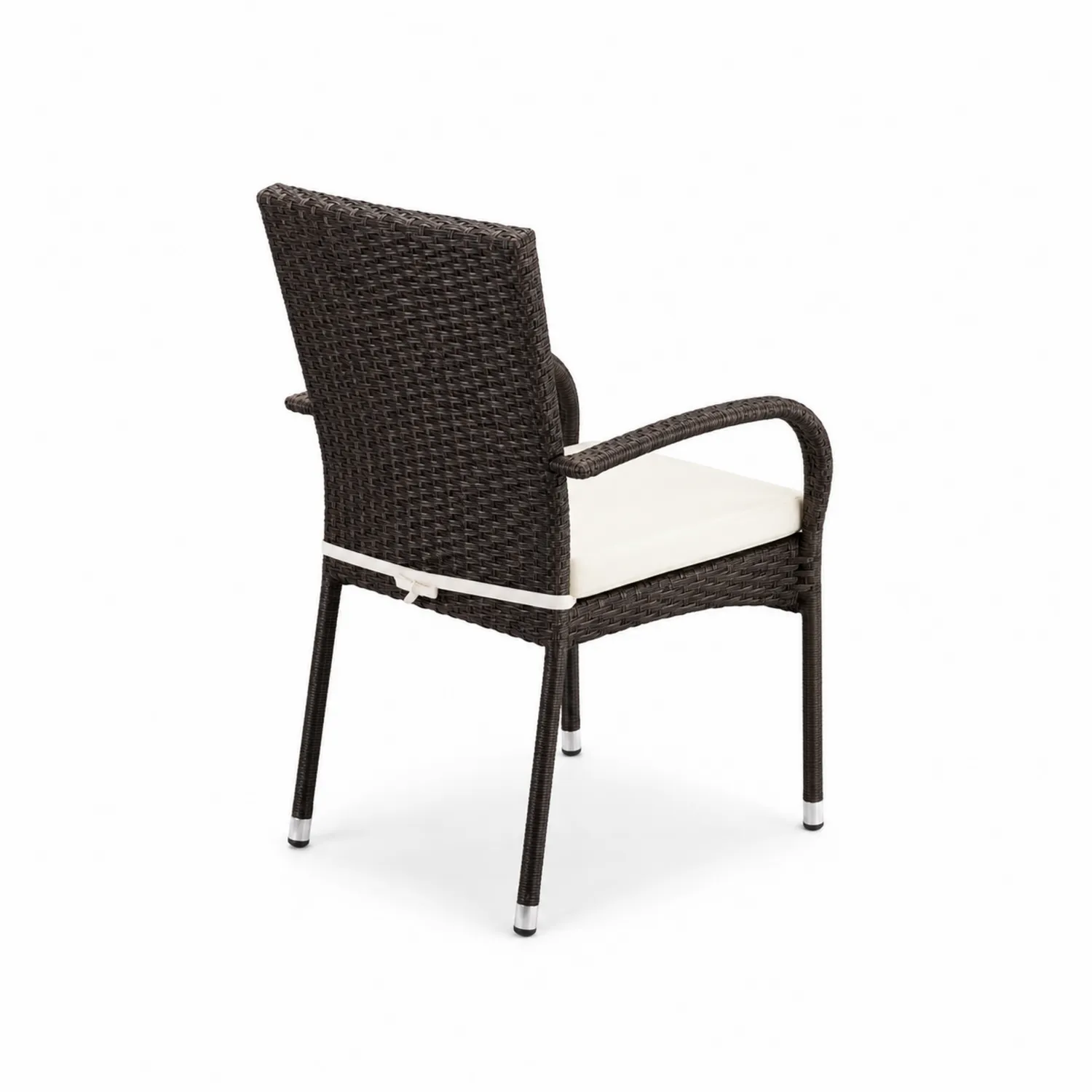 Brauner Rattan-Gartensessel mit Polyesterkissen