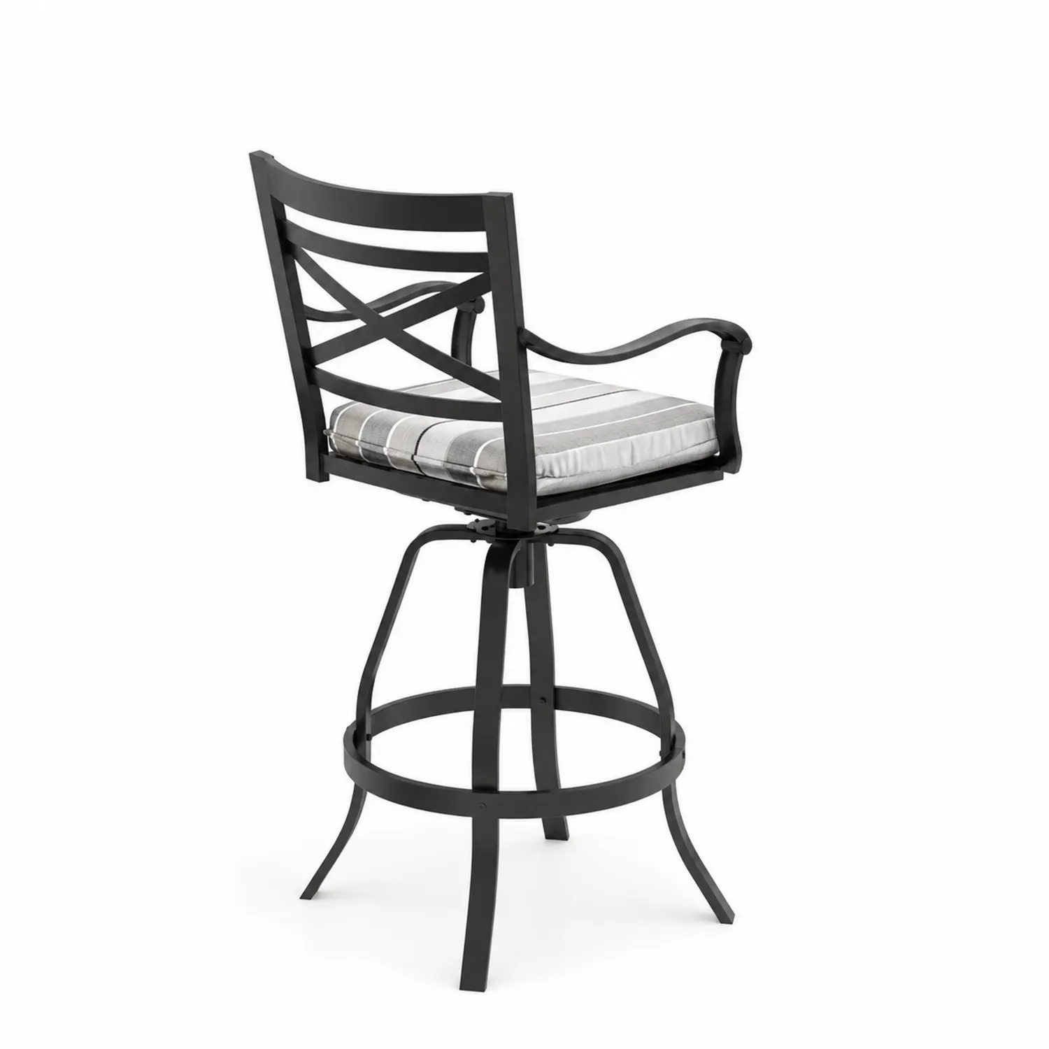 Gartenbarhocker Metall Schwarz mit Kissen 105cm