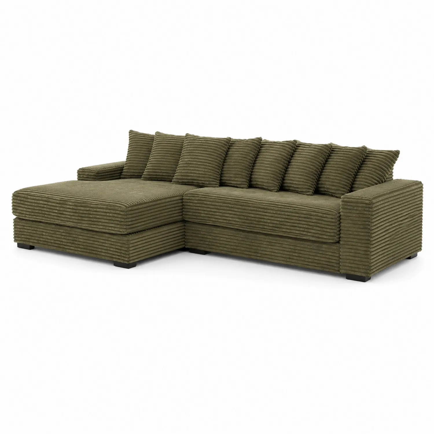 Ecksofa aus Cord in Olivgrün 250x160 cm
