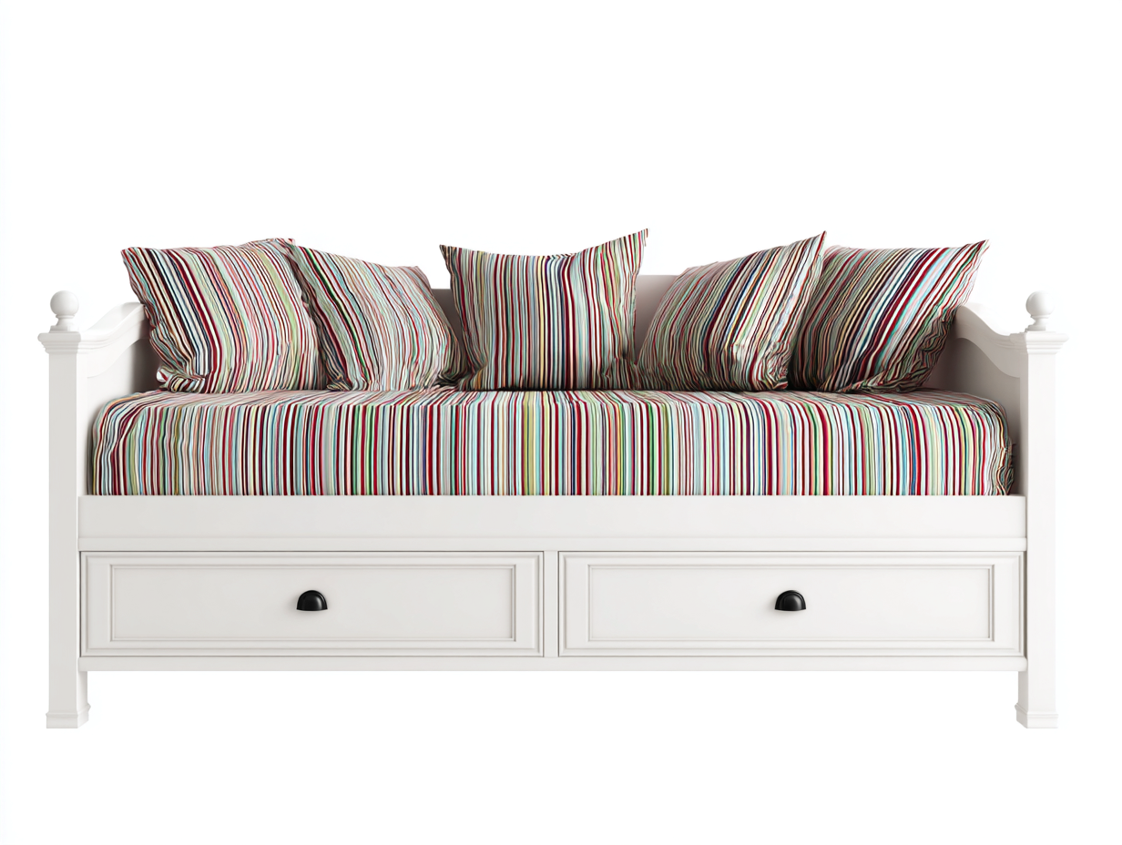 Schlafsofa Holz 200x90x85 cm Weiß - 2 Schubladen - Klassisches Design-Havenuply