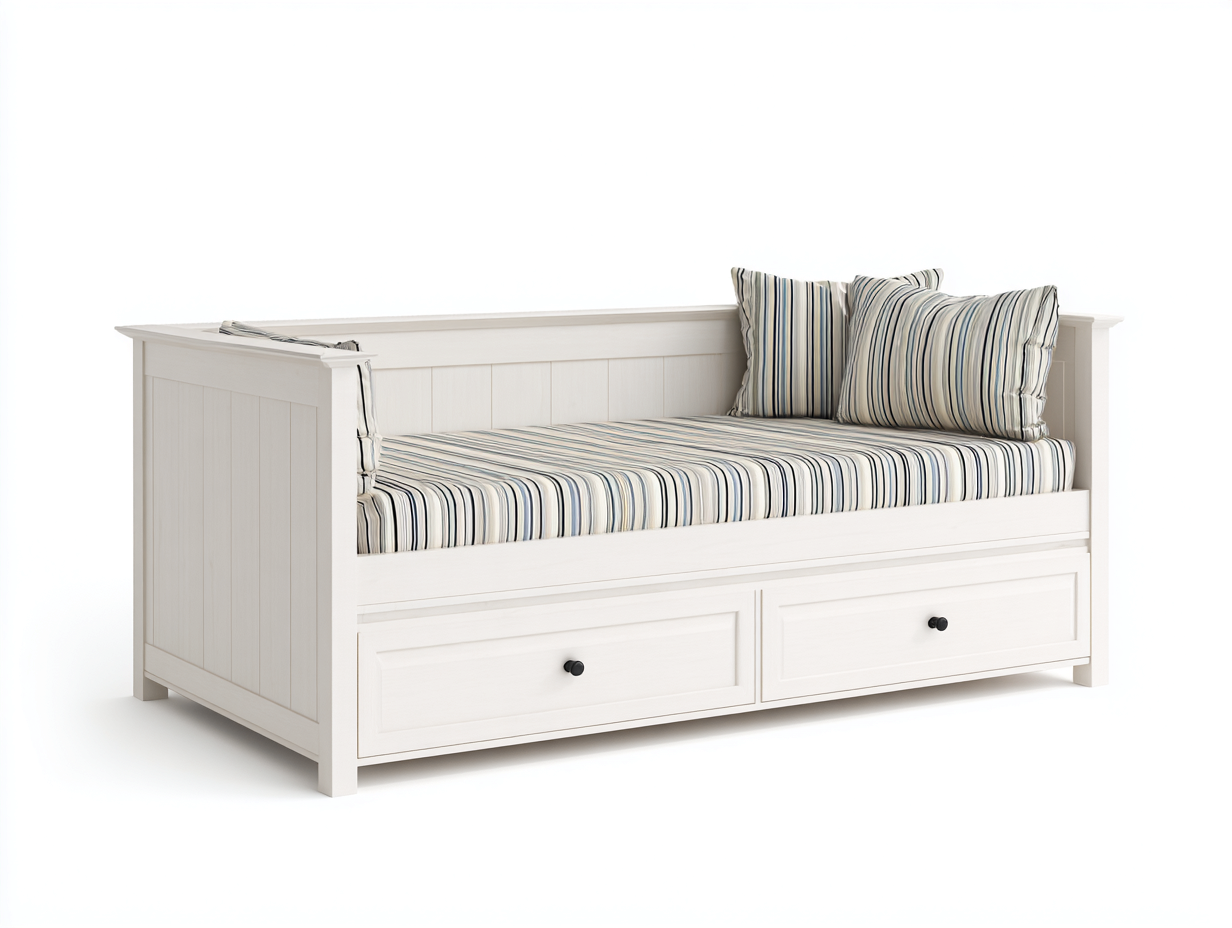 Schlafsofa Holz Stoff 200x90x85 cm - Weiß - Modernes Design für Wohnzimmer-Havenuply