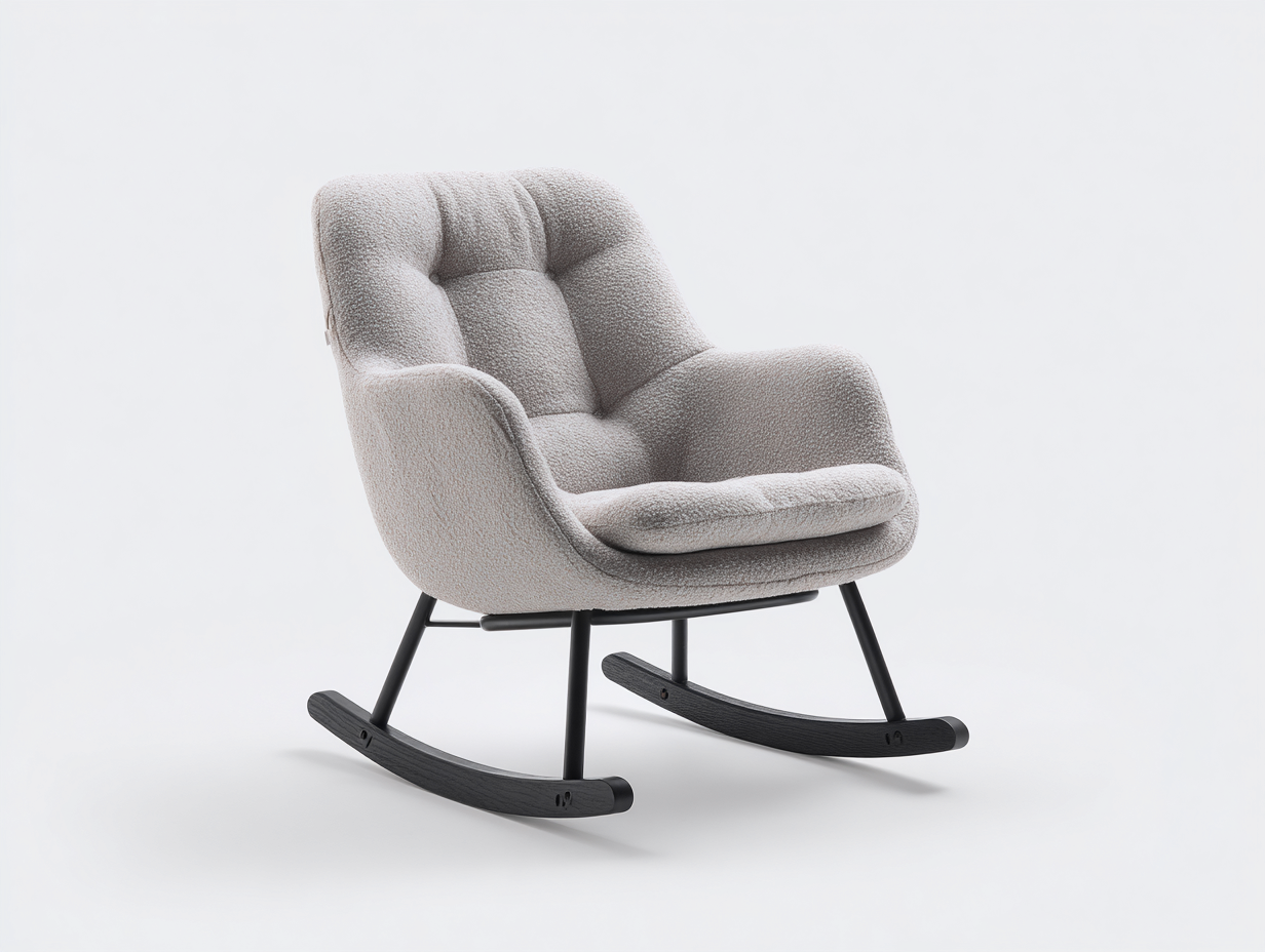 Schaukelstühle Stoff grau mit Metallgestell 68x88x92 cm - grau-schwarz - modernes Design-Havenuply