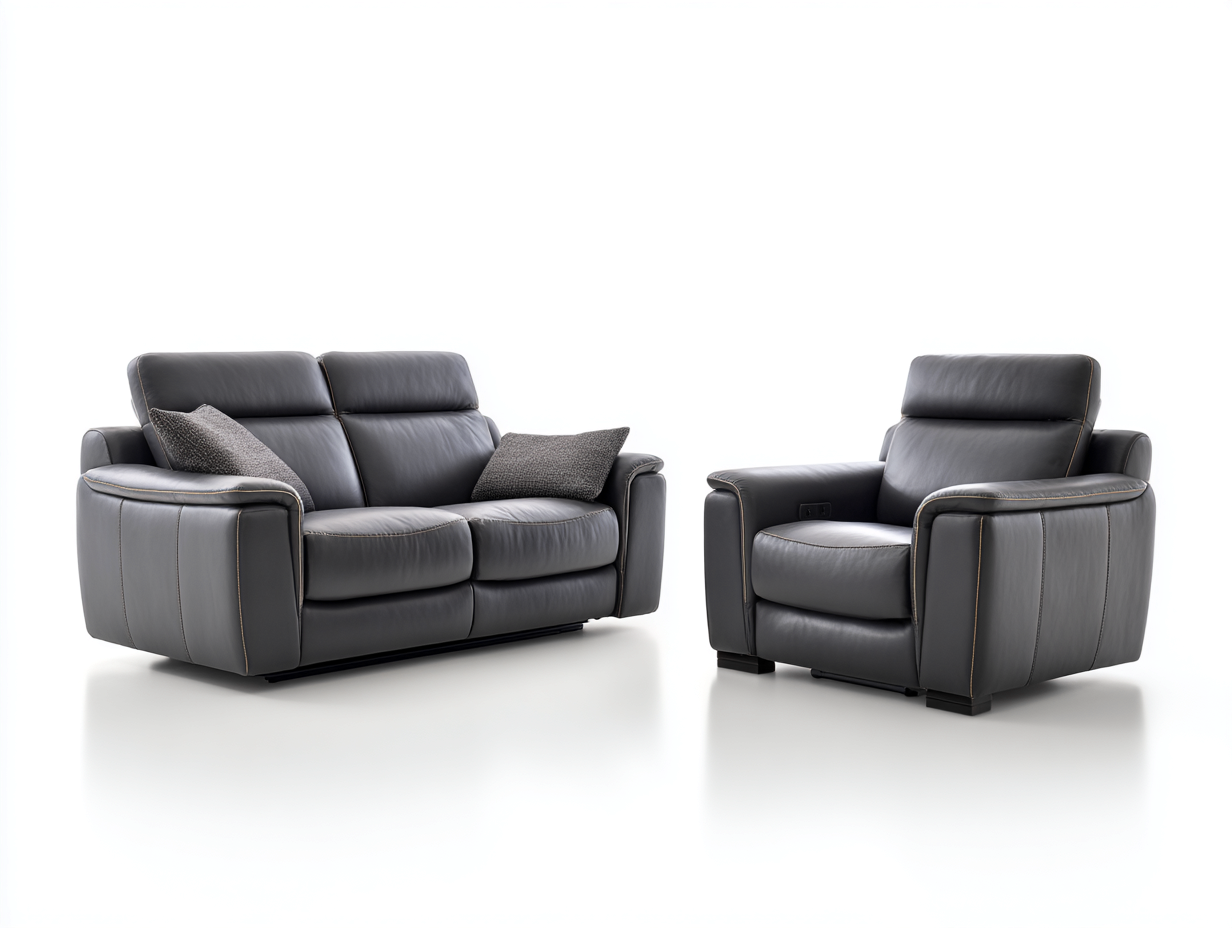 Funktionssofa Sets Kunstleder 180x90x95 cm - Grau - Modernes Design - geeignet für Wohnzimmer-Havenuply