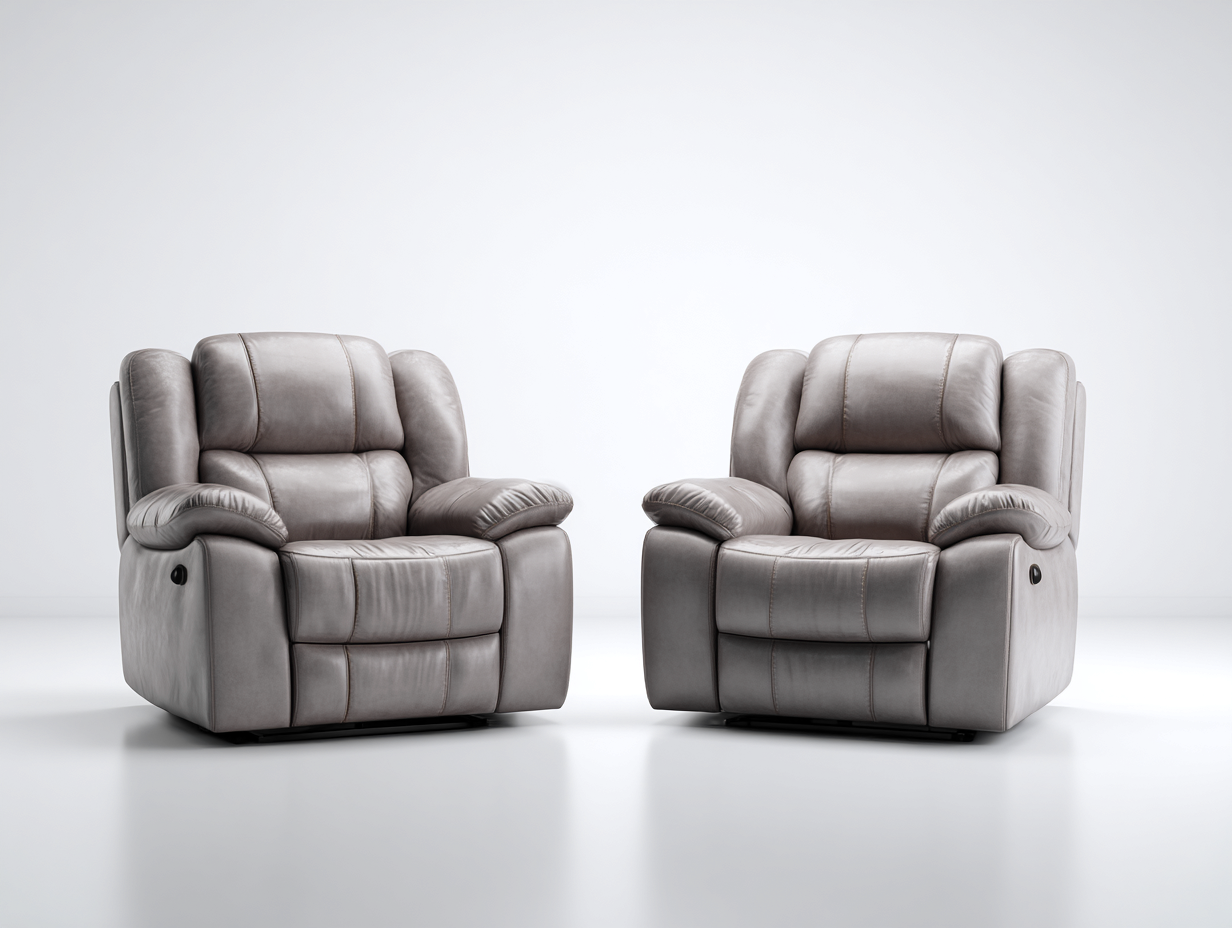 Funktionssofa Sets Lederoptik grau 2 Sessel mit Relaxfunktion 95x90x105 cm - grau - modernes Design-Havenuply