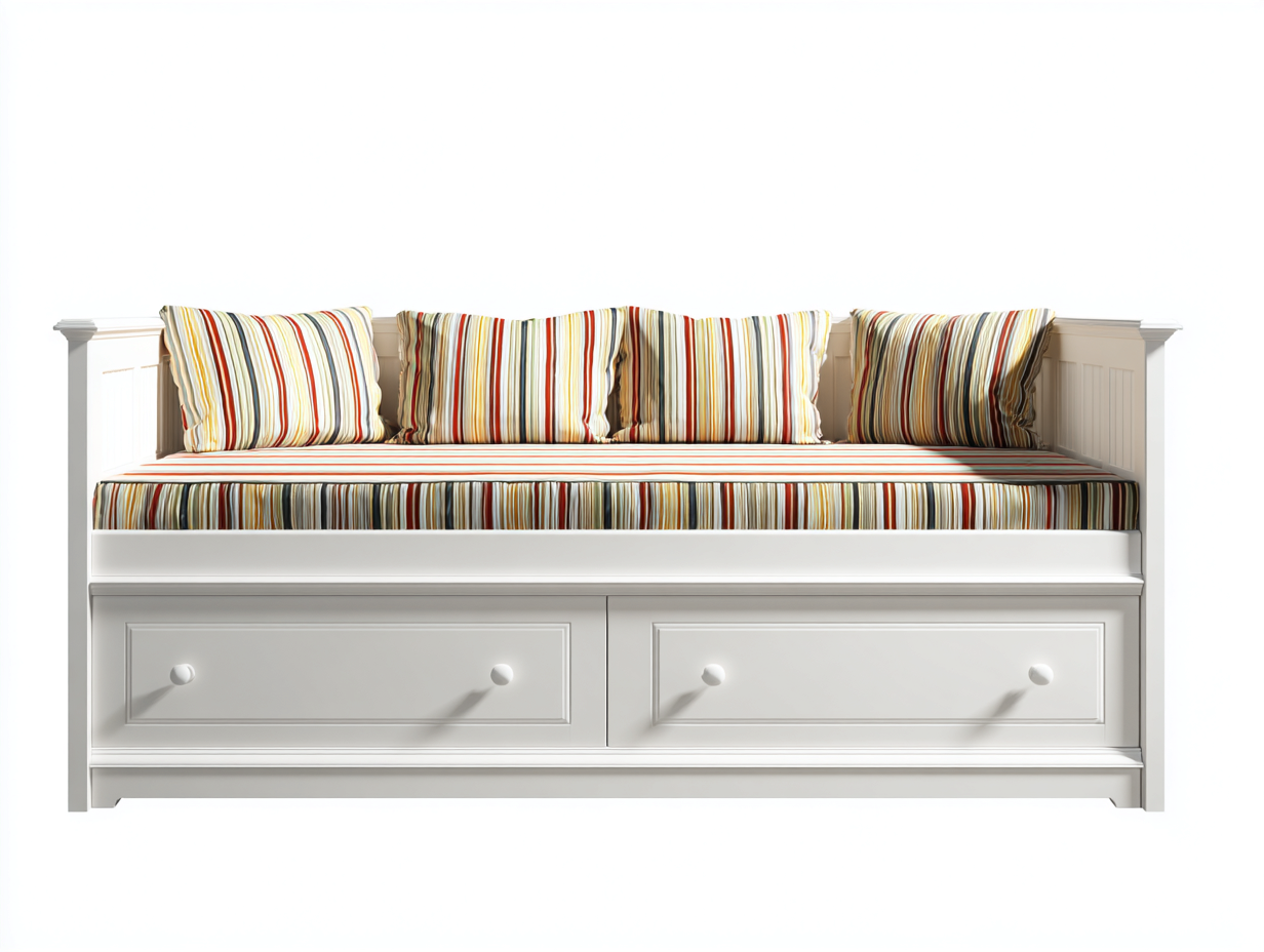 Schlafsofa Holz weiß mit 2 Schubladen 198x88x82 cm - weiß - klassisches Design-Havenuply