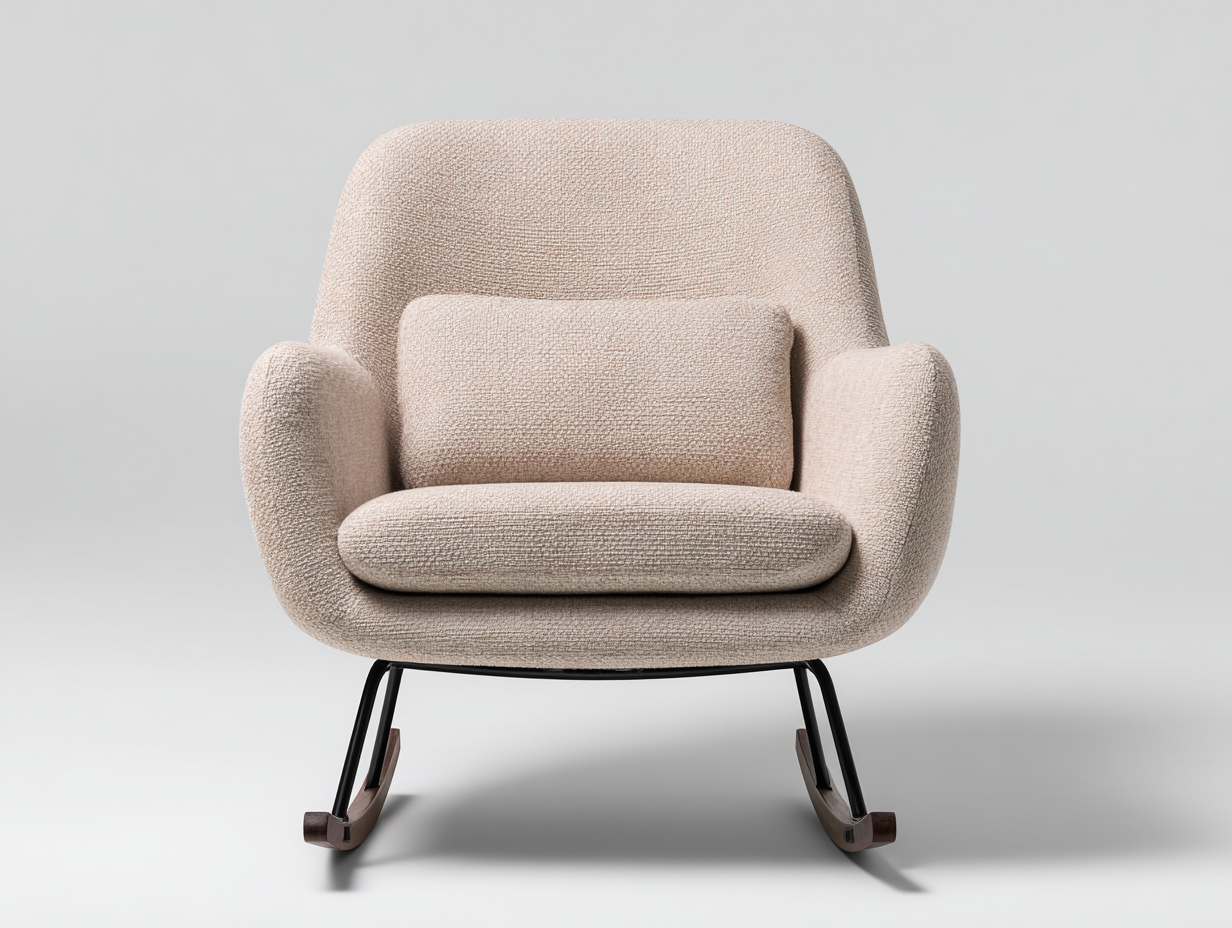 Schaukelstühle Stoff gepolstert 75x85x95 cm - Beige - mit Armlehnen modernes Design-Havenuply