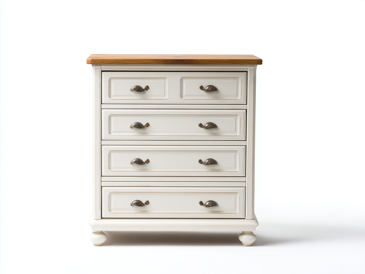 Kommode mit Schubladen Holz 90x45x85 cm - Weiß-Braun - Klassisches Design für Schlafzimmer-Havenuply