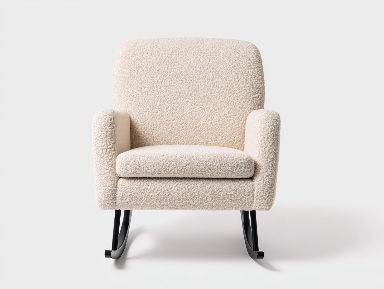 Schaukelstühle Stoff beige mit Metallgestell 70x85x95 cm - beige-schwarz - modernes Design-Havenuply
