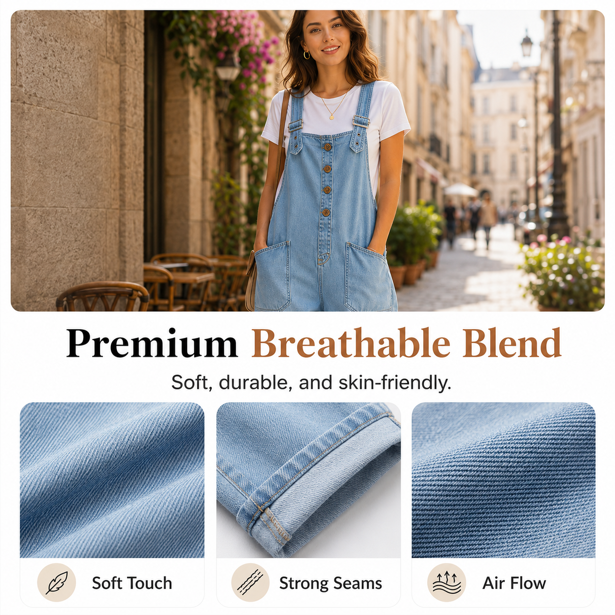 Women’s Relaxed Denim Dungarees 
