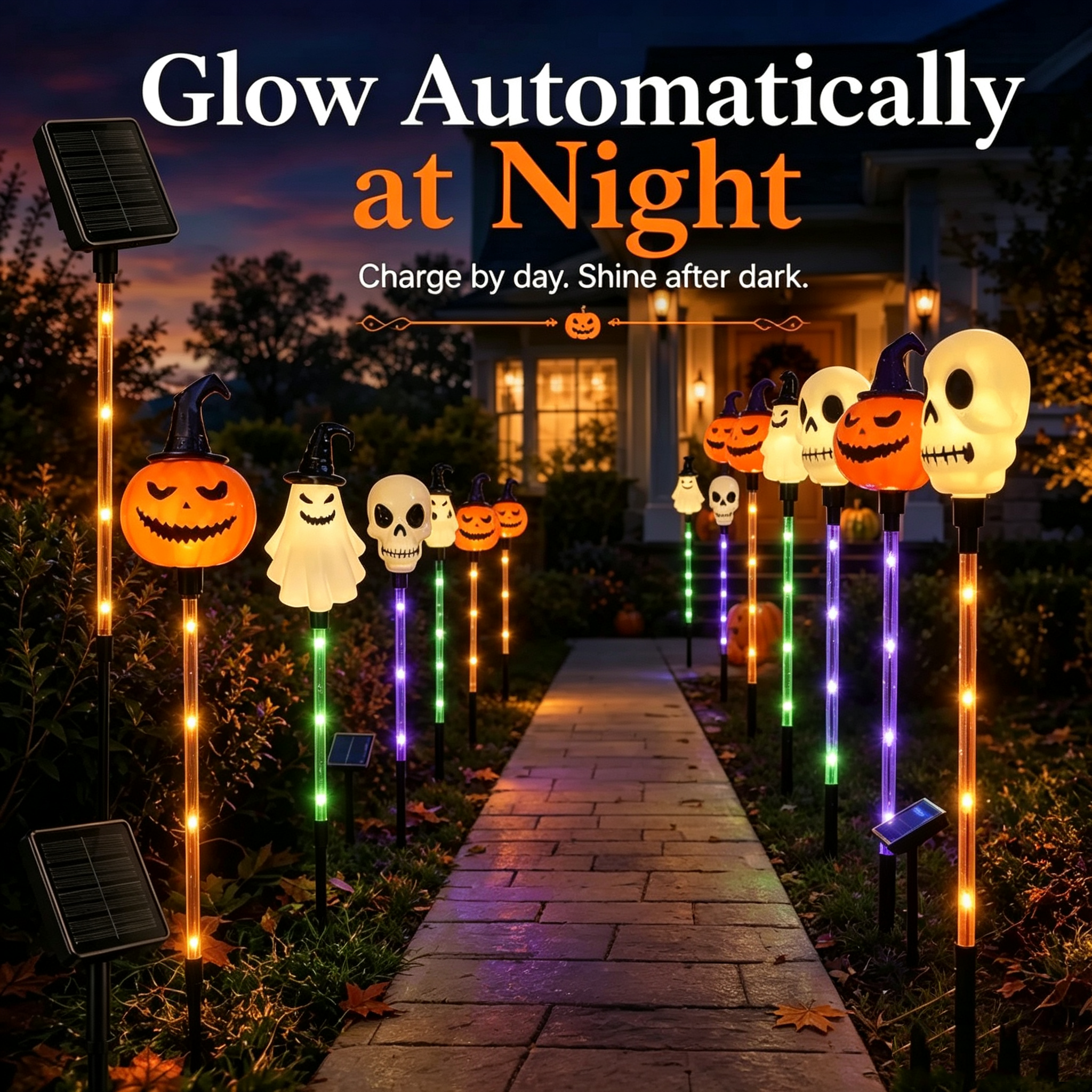 🔥LAST DAY! Early Bird 50% OFF | 🎃Solar Halloween Pathway Stake Lights with Pumpkins, Ghosts & Skulls 👻