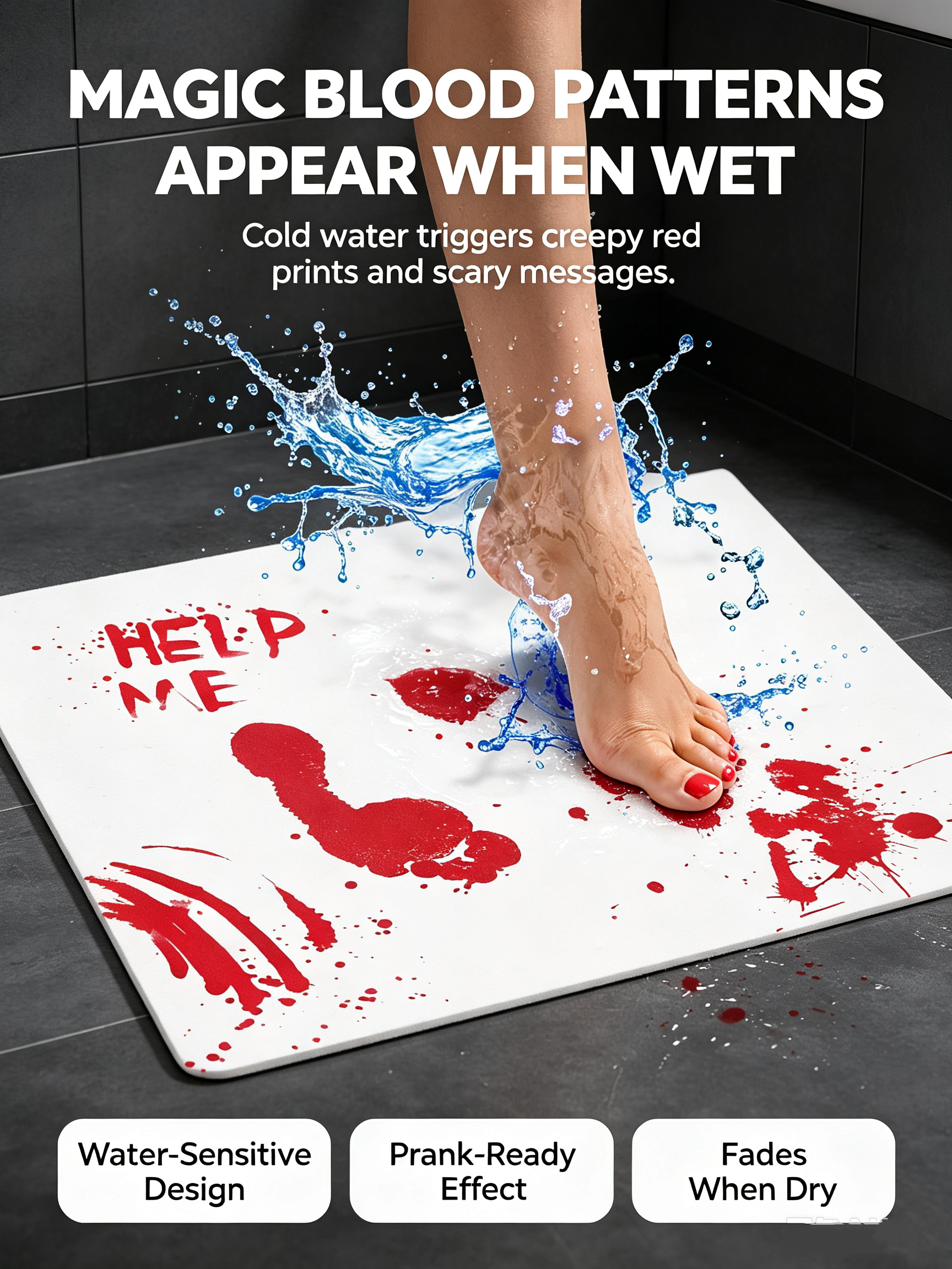 Water-Activated Bloody Prank Bath Mat 🩸