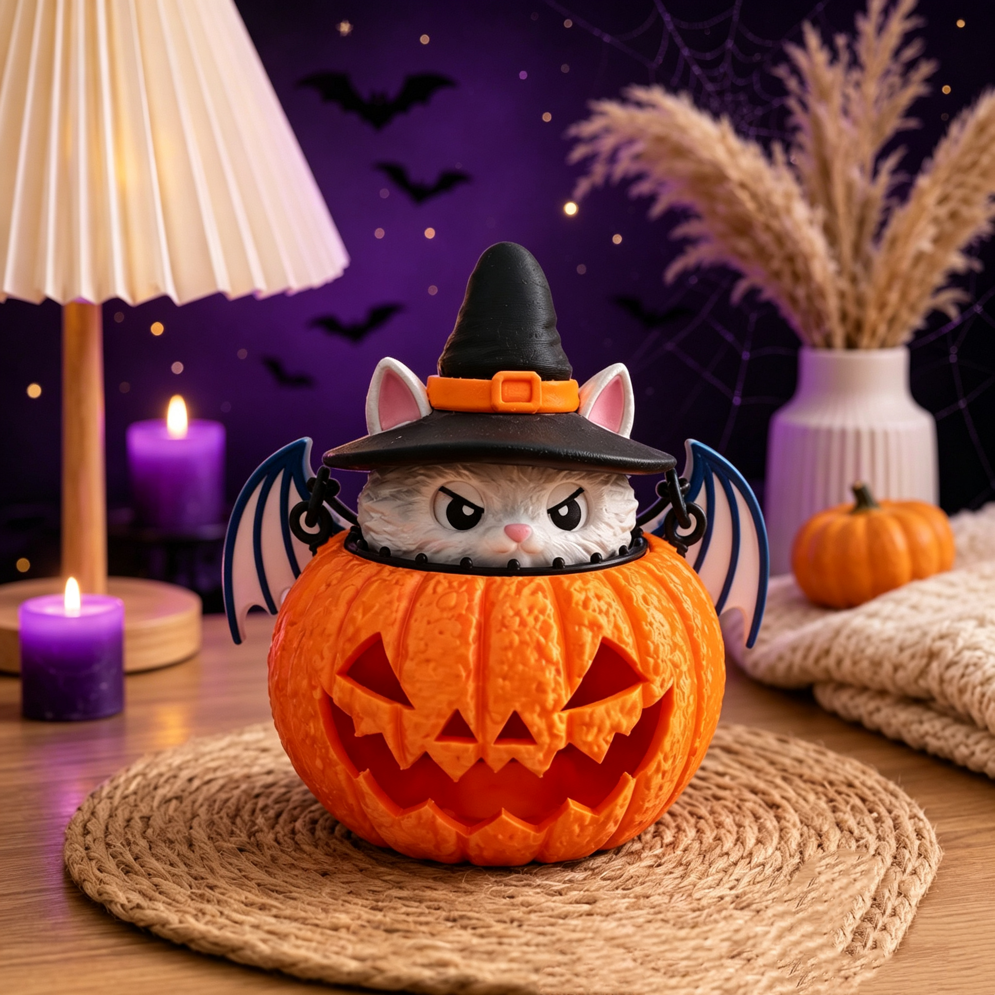 🔥LAST DAY! Early Bird 50% OFF | Summer ween Lighted Witch Cat Pumpkin Decor
