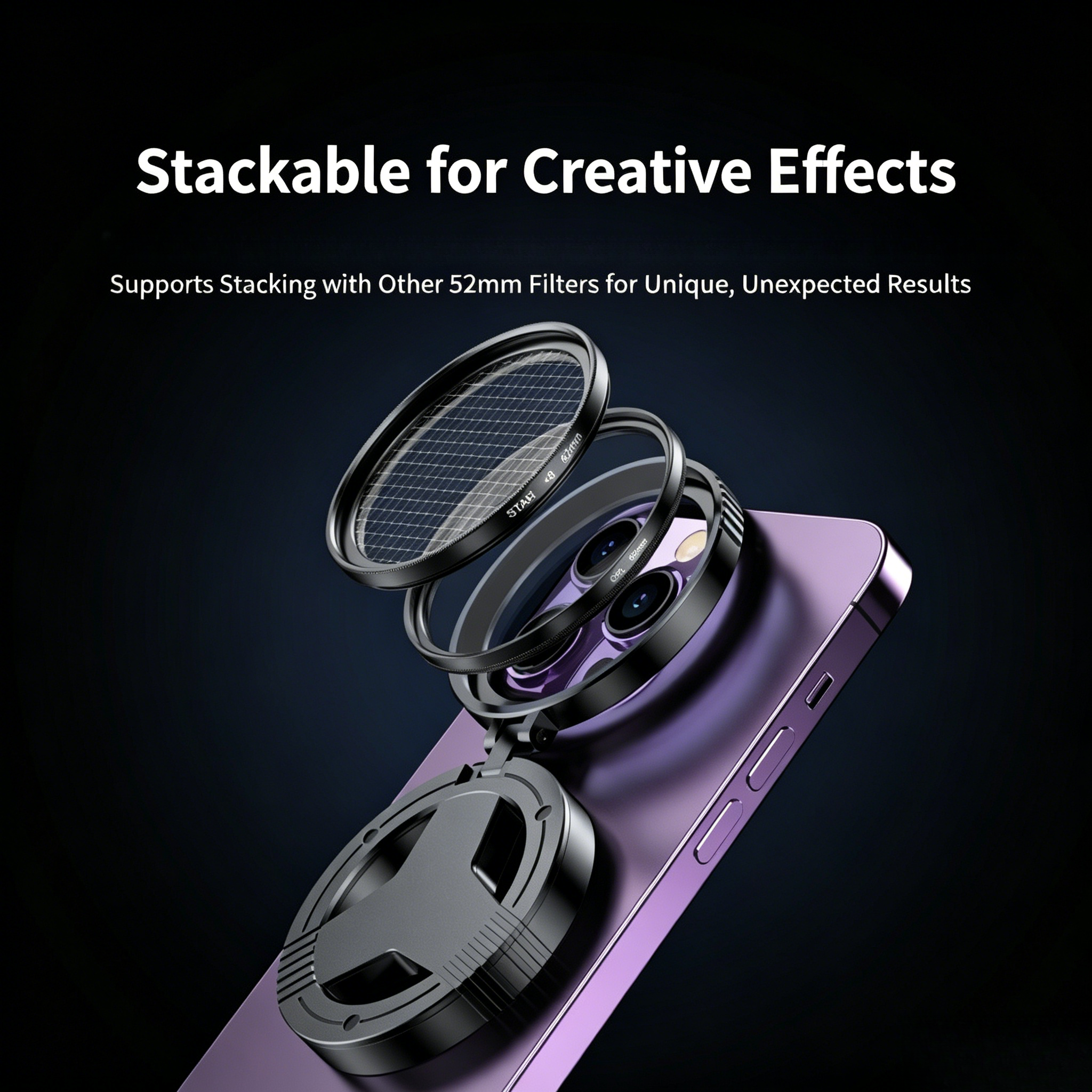 Professional 52MM Magnetic Foldable Phone CPL Filter