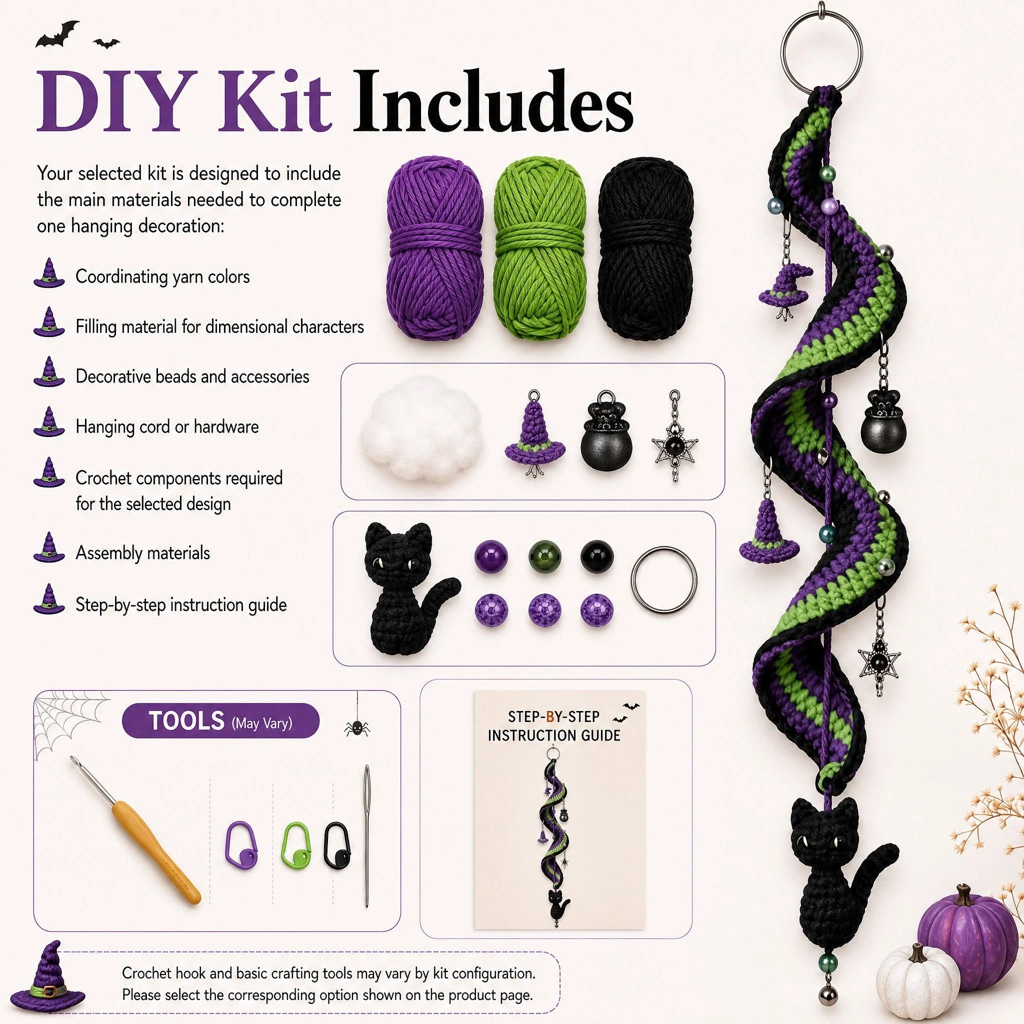 🧘Relaxing & suitable for beginners 🎃 DIY kit for a magical Halloween crochet spiral