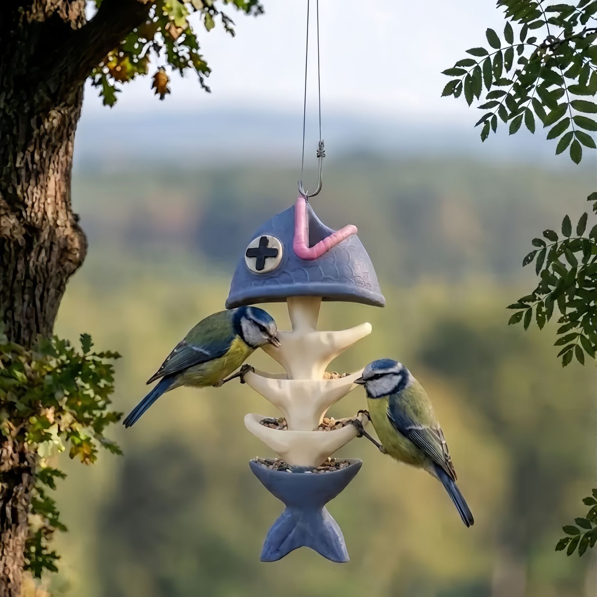 Quirky Fish Bone Hanging Bird Feeder – Add Fun to Your Garden