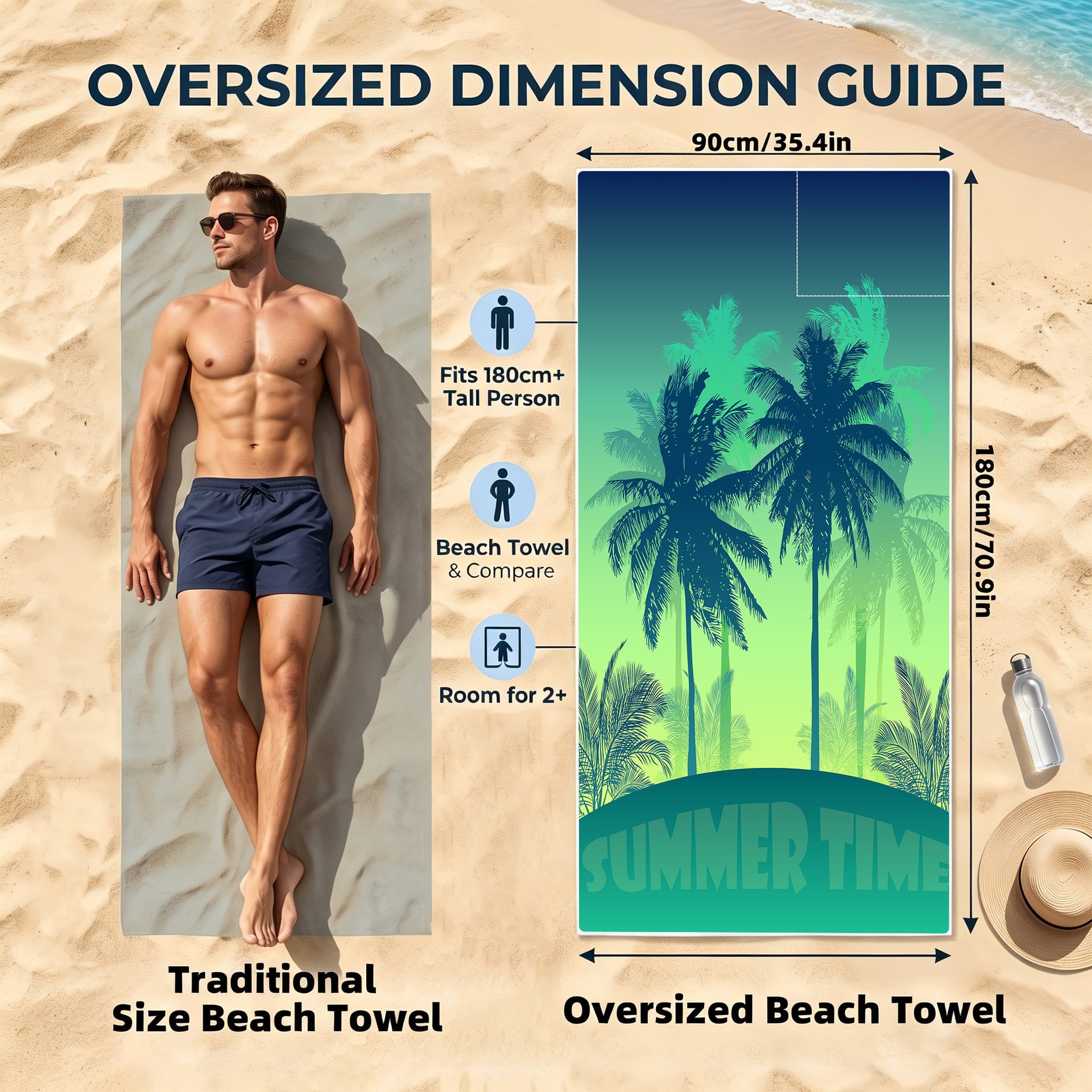 2-IN-1 Foldable Beach Towel Drawstring Backpack