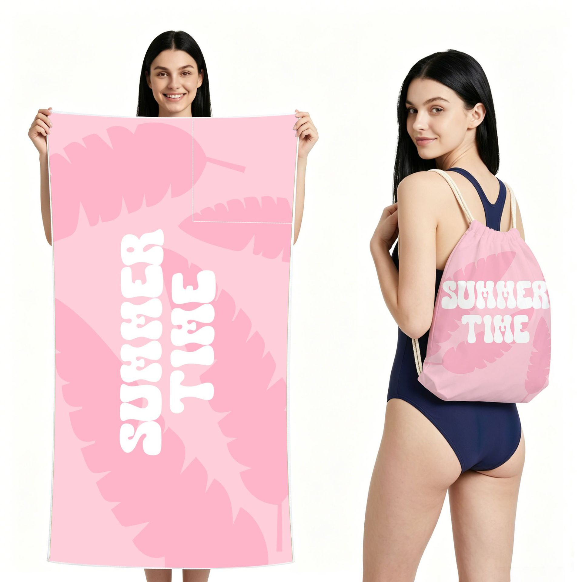 2-IN-1 Foldable Beach Towel Drawstring Backpack