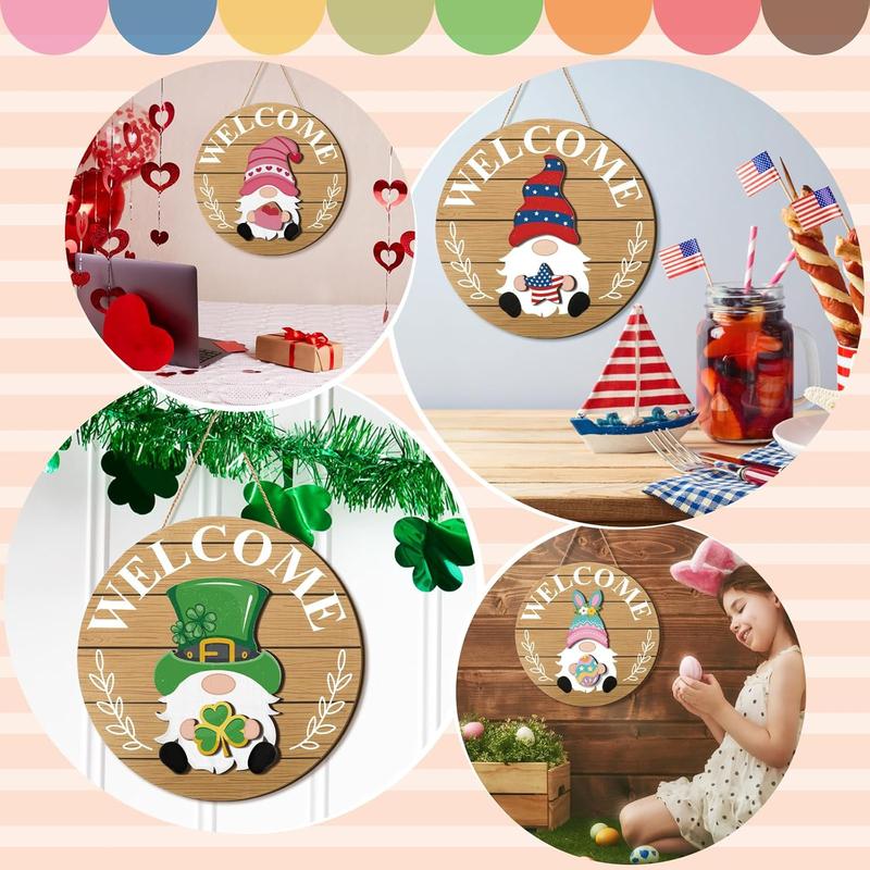 💫🔥 LIMITED-TIME 50% OFF — 16 Pcs Interchangeable Wooden Gnome Decor Holiday Seasonal Gnome Decorations🚪