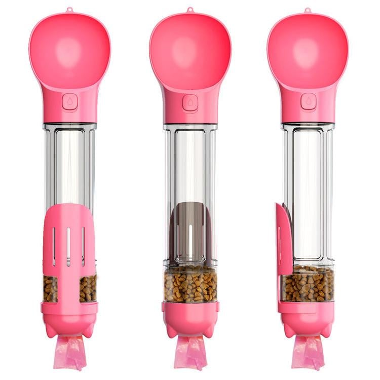 🐶5 in 1 Dog Water Bottle Summer Dogs Pets ABS Portable Drinking Feeder Bowl with Food Container and Poop Bag Dispenser-purrpetclean