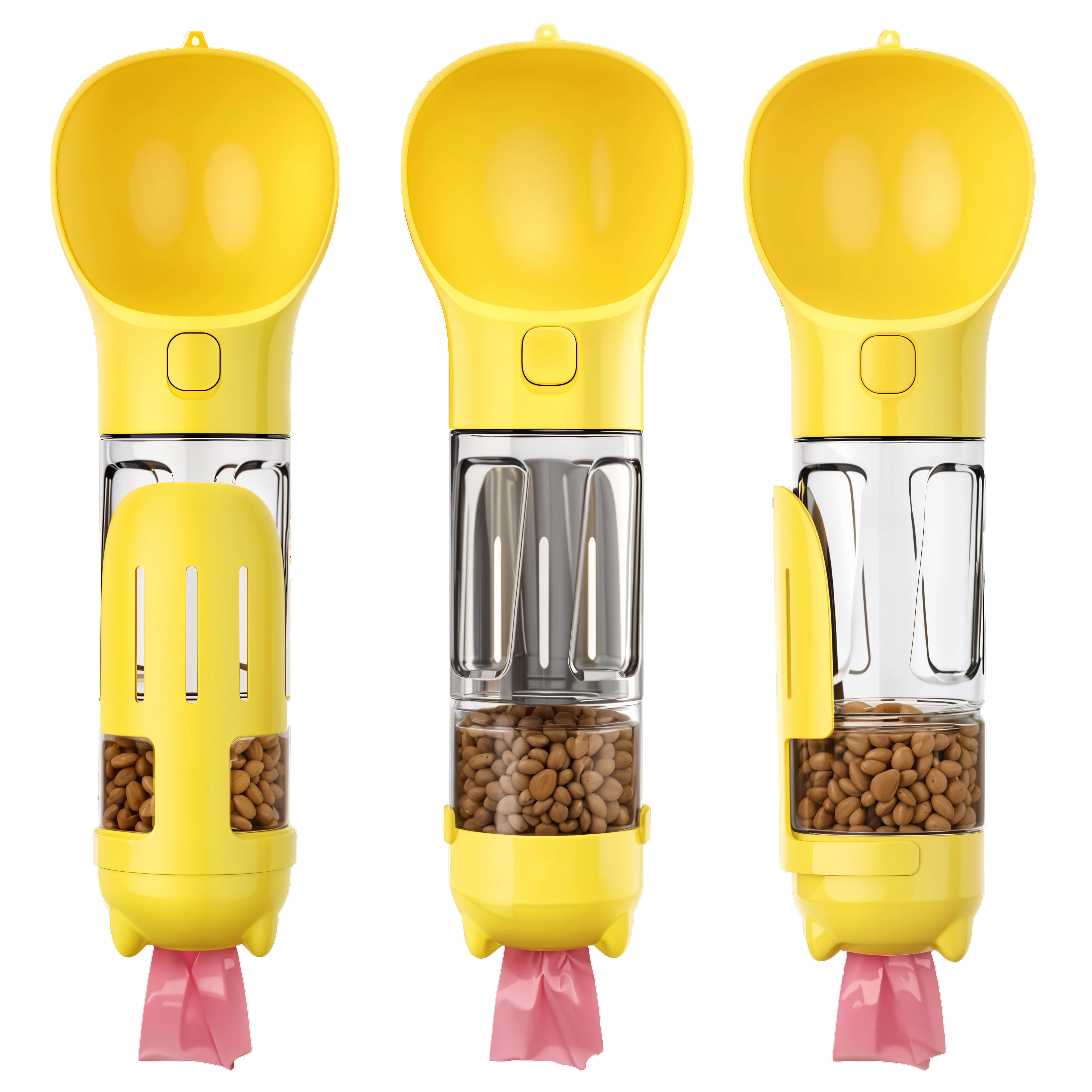 🐶5 in 1 Dog Water Bottle Summer Dogs Pets ABS Portable Drinking Feeder Bowl with Food Container and Poop Bag Dispenser-purrpetclean