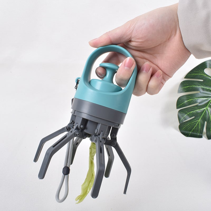 Dog Pooper Scooper Portable Pet Waste Picker with Garbage Bag Handheld Claw Poop Scooper-purrpetclean