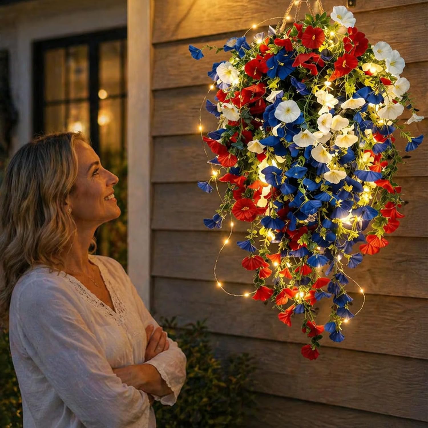 Patriotic Red White Blue Floral Decor 🇺🇸