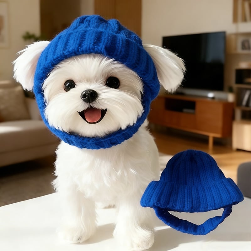 🎄Christmas Sale 49% OFF🔥Red Wool Knit Dog Beanie with Ear Flaps – Warm Winter Hat-purrpetclean