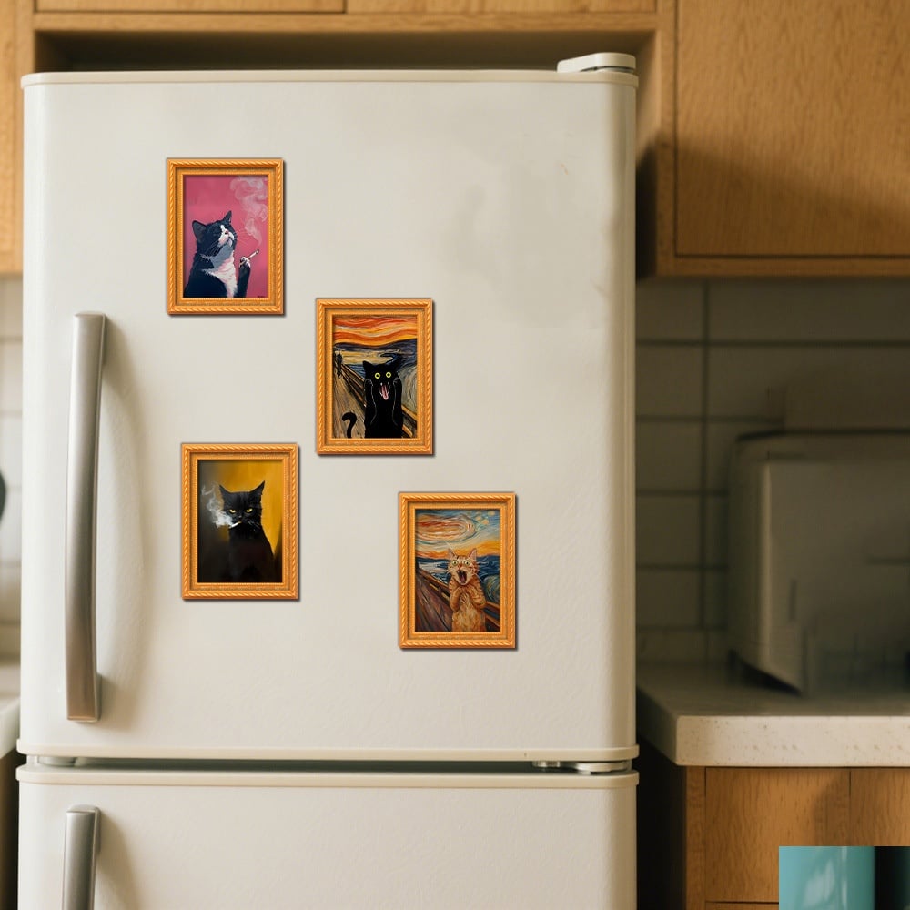🔥Funny Cat Fridge Magnet - Vintage Art Frame-purrpetclean