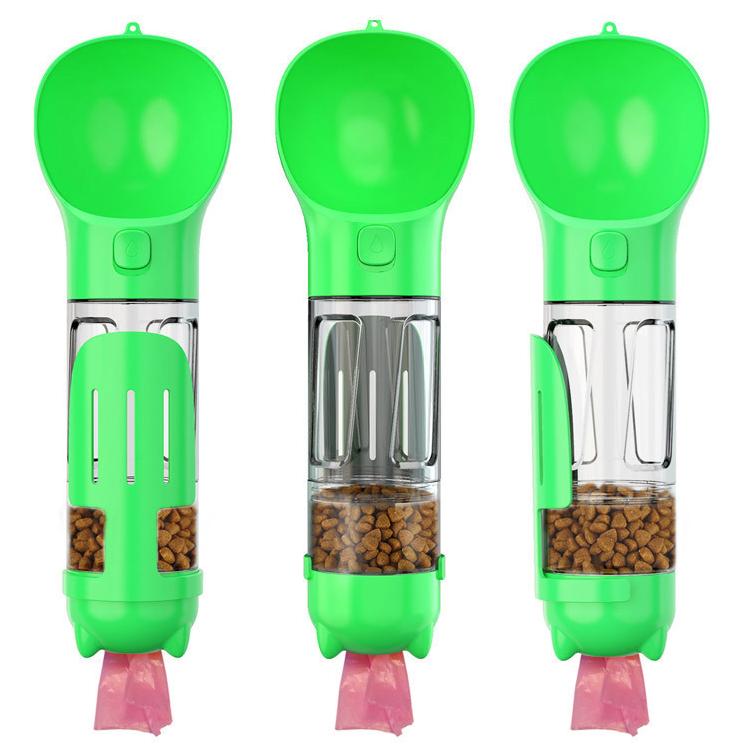 🐶5 in 1 Dog Water Bottle Summer Dogs Pets ABS Portable Drinking Feeder Bowl with Food Container and Poop Bag Dispenser-purrpetclean