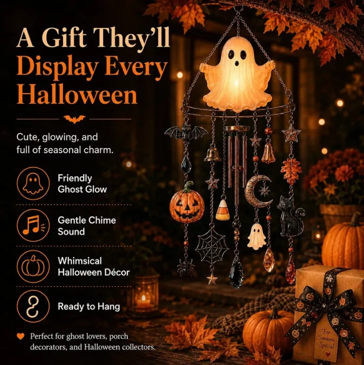 🔥LAST DAY | Limited‑Time 50% OFF👻 Halloween Suncatcher Wind Chime – Cute Spooky Hanging Decor 🎃