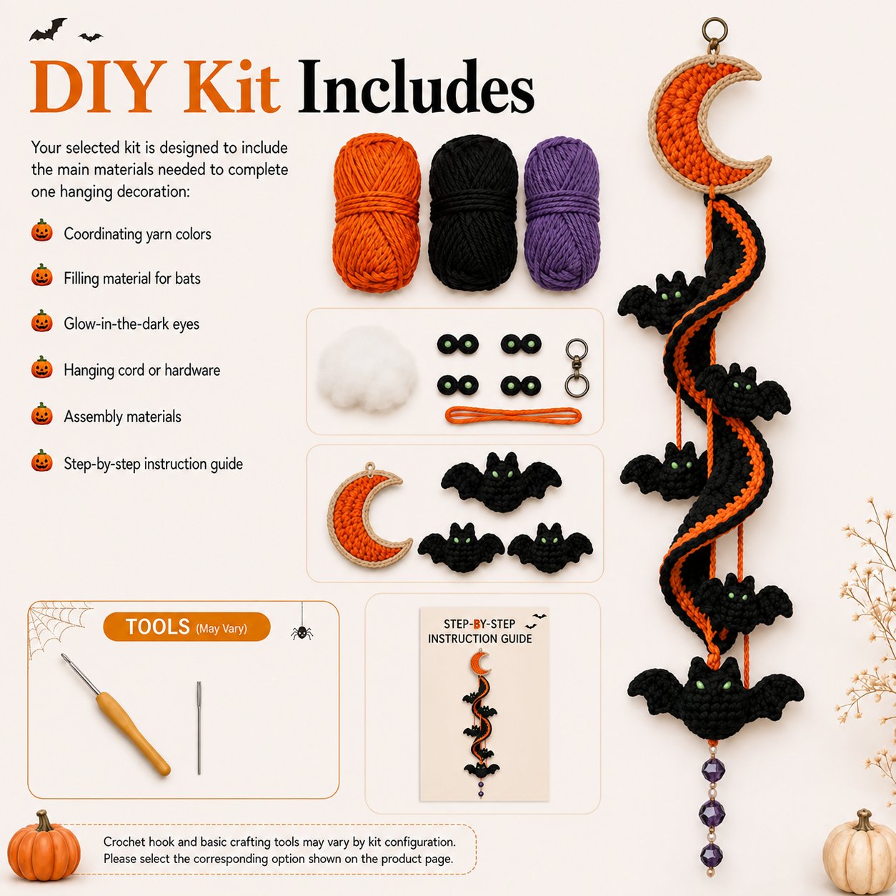 🧘Relaxing & suitable for beginners 🎃 DIY kit for a magical Halloween crochet spiral