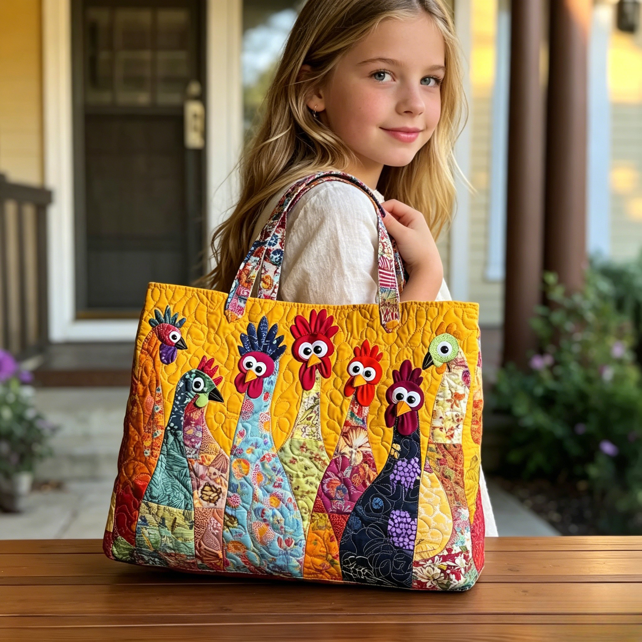 Patchwork Rooster Artisan Quilted Tote Bag 🐓（🎁Limited edition）