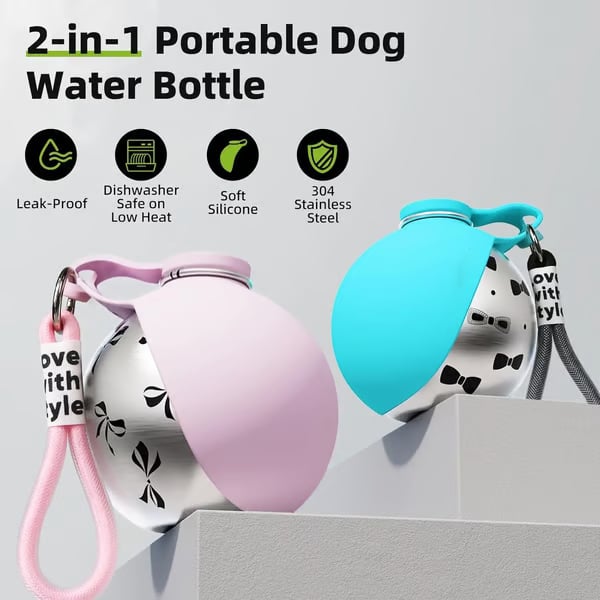 Portable 2-in-1 bottle-Dog travel water bottle-purrpetclean