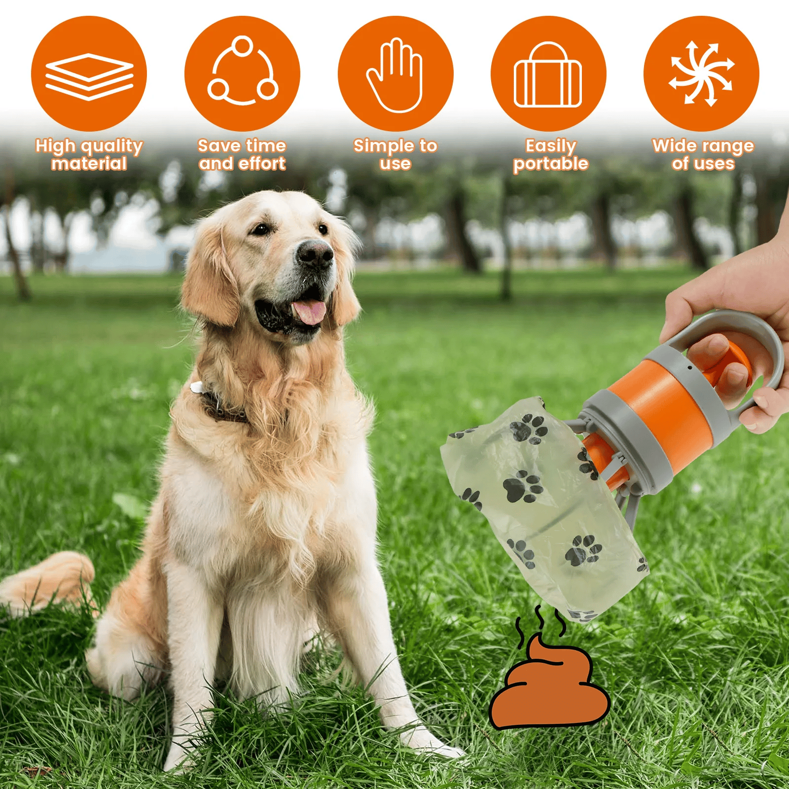 Dog Pooper Scooper Portable Pet Waste Picker with Garbage Bag Handheld Claw Poop Scooper-purrpetclean