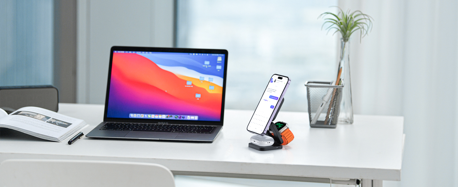 foldable charger for iphone iwatch airpods at office