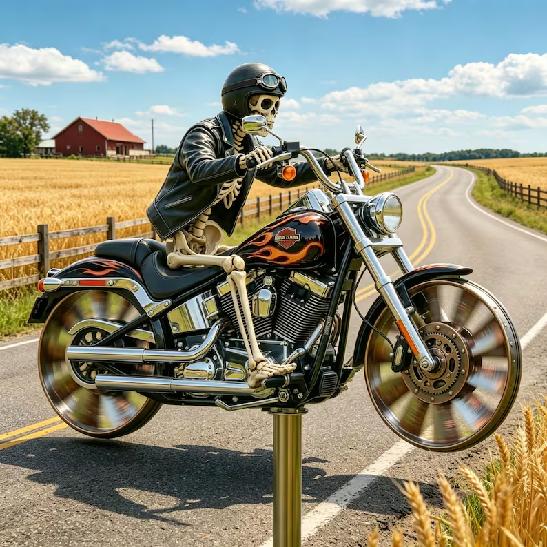 🏆Helt ny 2026✨Skull Motorcykel Väderkvarn