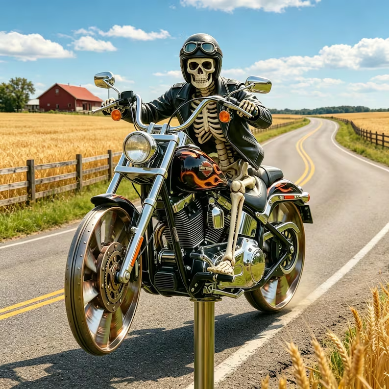 🏆Helt ny 2026✨Skull Motorcykel Väderkvarn